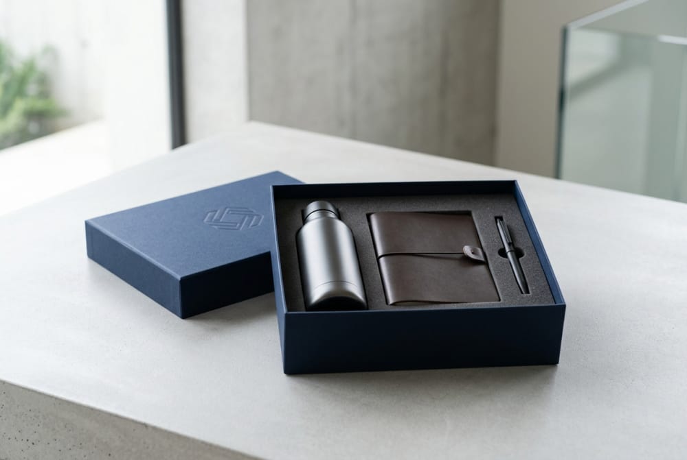 Verpackungsideen fuer B2B-Geschenke, bei denen die Praesentation bestimmt, wie die Marke in Erinnerung bleibt